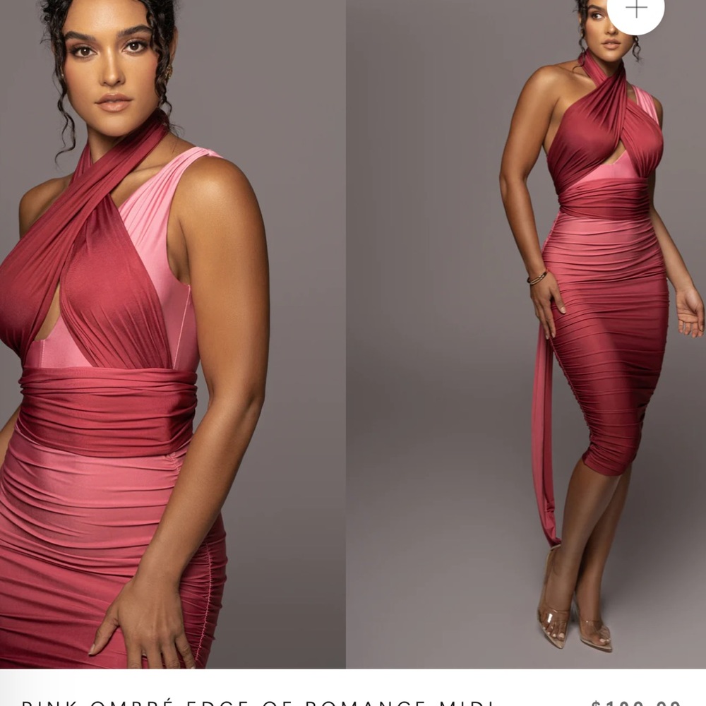 PINK OMBRÉ EDGE OF ROMANCE MIDI DRESS - J LUX LABEL